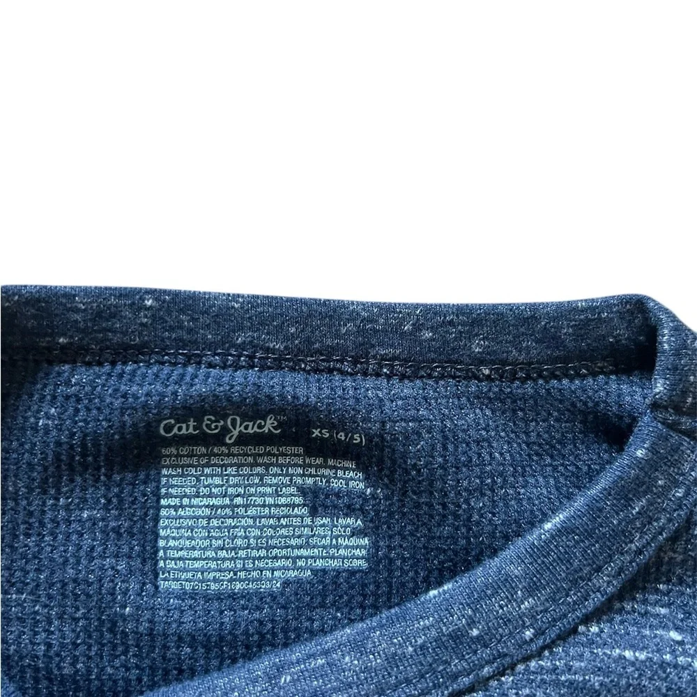 Cat and Jack Boys Heather Blue Waffle Knit Shirt | (4/5)